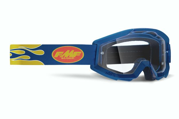 Очки кроссовые FMF Powercore Flame Navy (прозрачная линза)