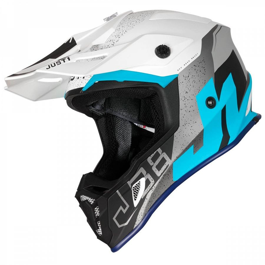 Шлем (кроссовый) JUST1 J38 Korner Hi-Vis синий/белый матовый
